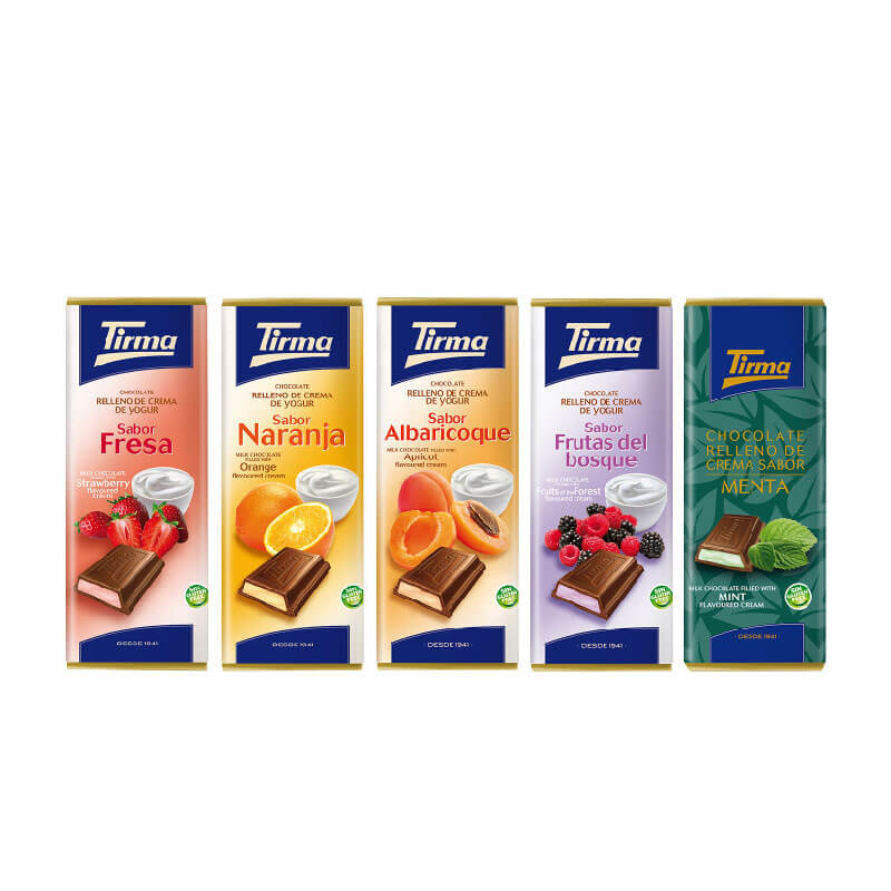 【西班牙】Tirma夾心牛奶巧克力-草莓優格/橙香優格/杏桃優格/莓果優格/薄荷 (奶素)