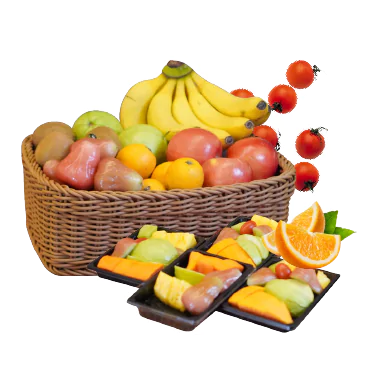 歪國零食嘴服務項目、水果配提供切片水果盒和原型水果